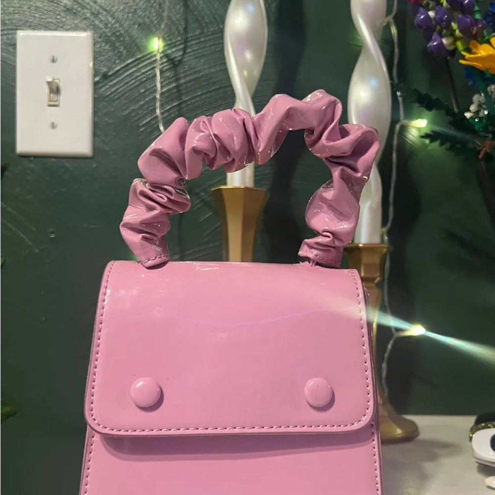 Chic Pink Mini Bag with Scrunchie Handle